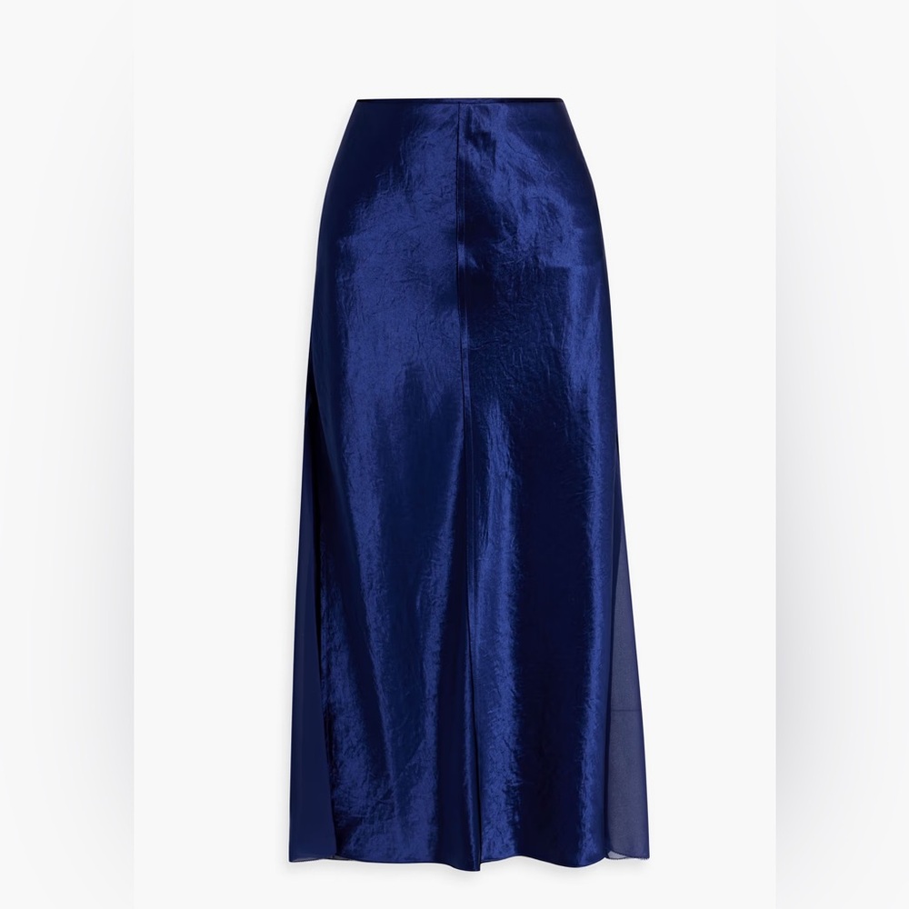 NWT Vince Chiffon and crinkled-satin midi skirt